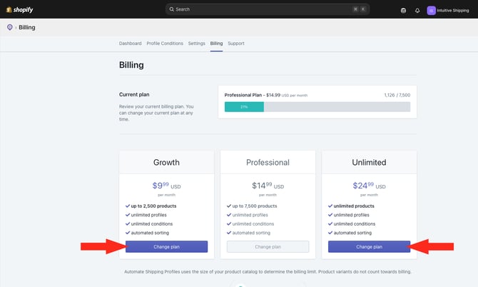 ASP - Billing - Change Plan