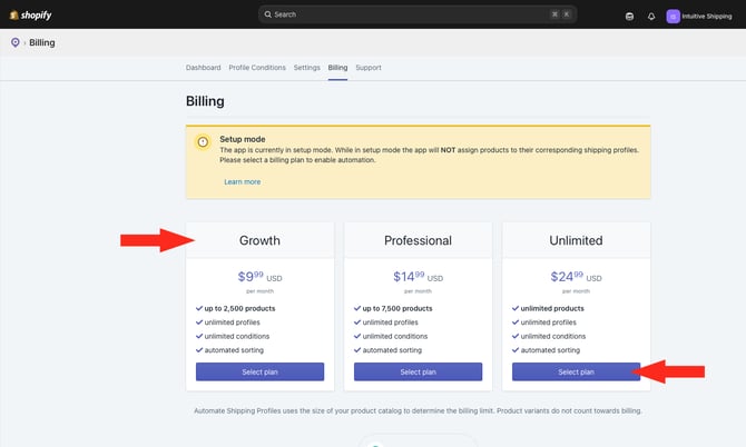 ASP - Billing - Select Billing Plan