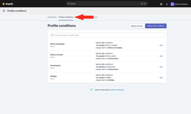 ASP - Menu Profile Conditions with Holiday List
