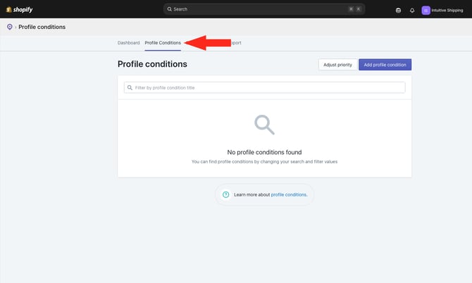 ASP - Menu Profile Conditions