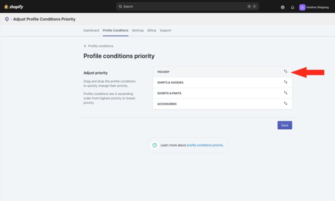 ASP - Profile Conditions - Adjust Priority Holiday Top