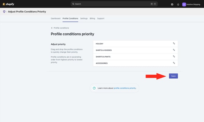 ASP - Profile Conditions - Adjust Priority Save