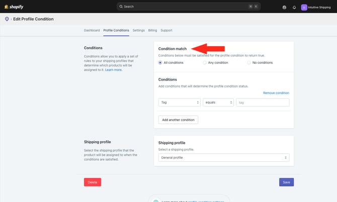 ASP - Profile Conditions - Condition Match