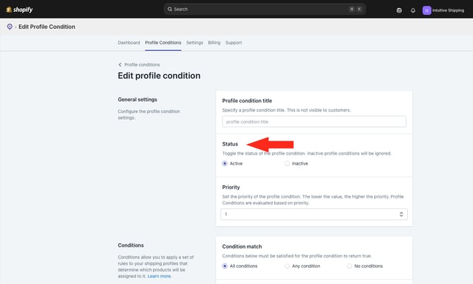 ASP - Profile Conditions - Condition Status