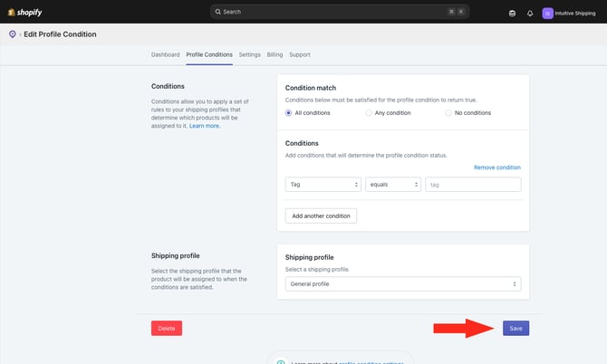 ASP - Profile Conditions - Save Profile Condition