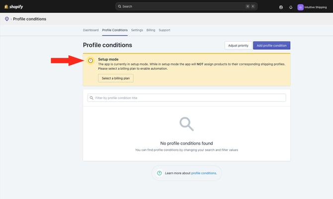 ASP - Profile Conditions - Yellow Banner
