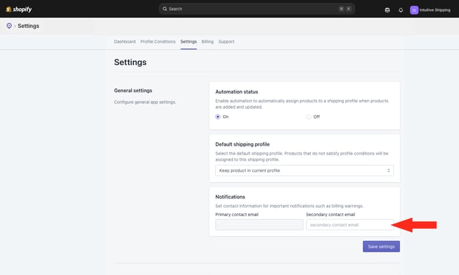ASP - Settings - Notifications Secondary Contact