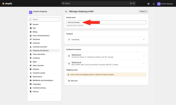 ASP - Shopify - Enter Custom Profile Name
